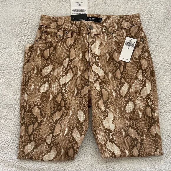 Lauren Ralph Lauren Super Stretch High-Rise Skinny Ankle Python Jeans Women’s 10 - Picture 1 of 11